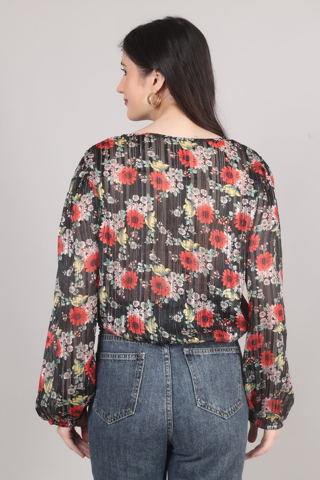 Thoughtful Party Floral Print, Striped Women Multicolor Top