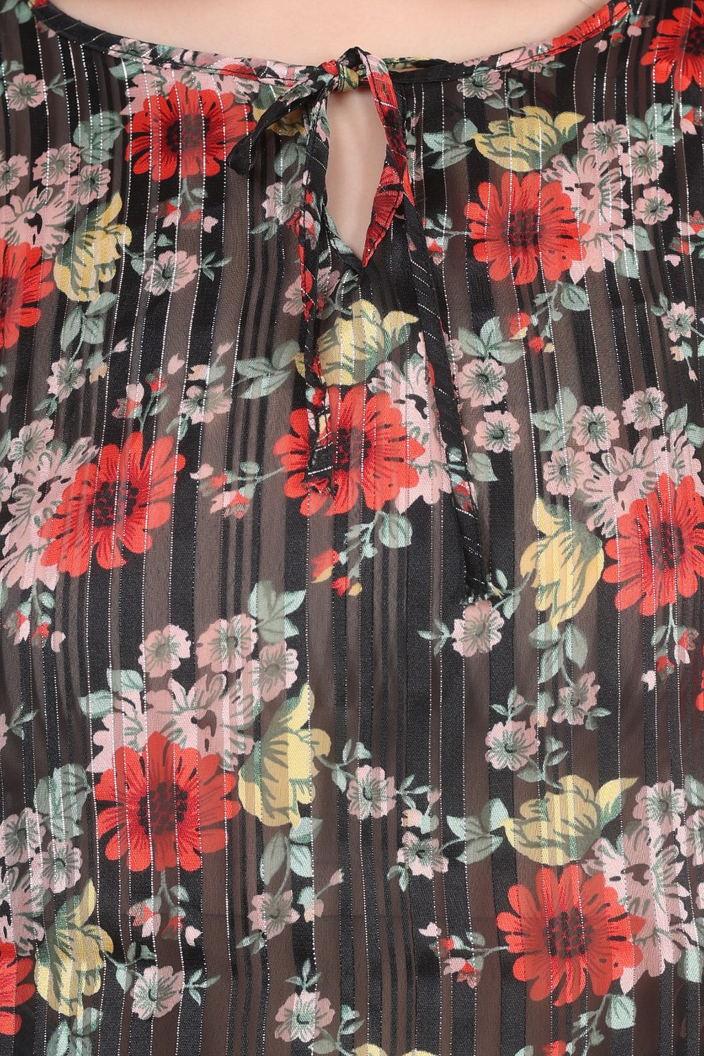 Thoughtful Party Floral Print, Striped Women Multicolor Top