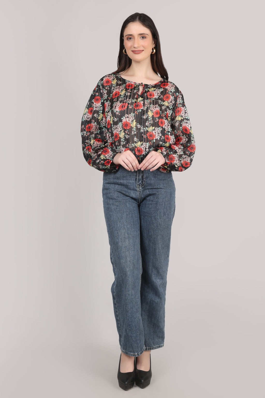 Thoughtful Party Floral Print, Striped Women Multicolor Top