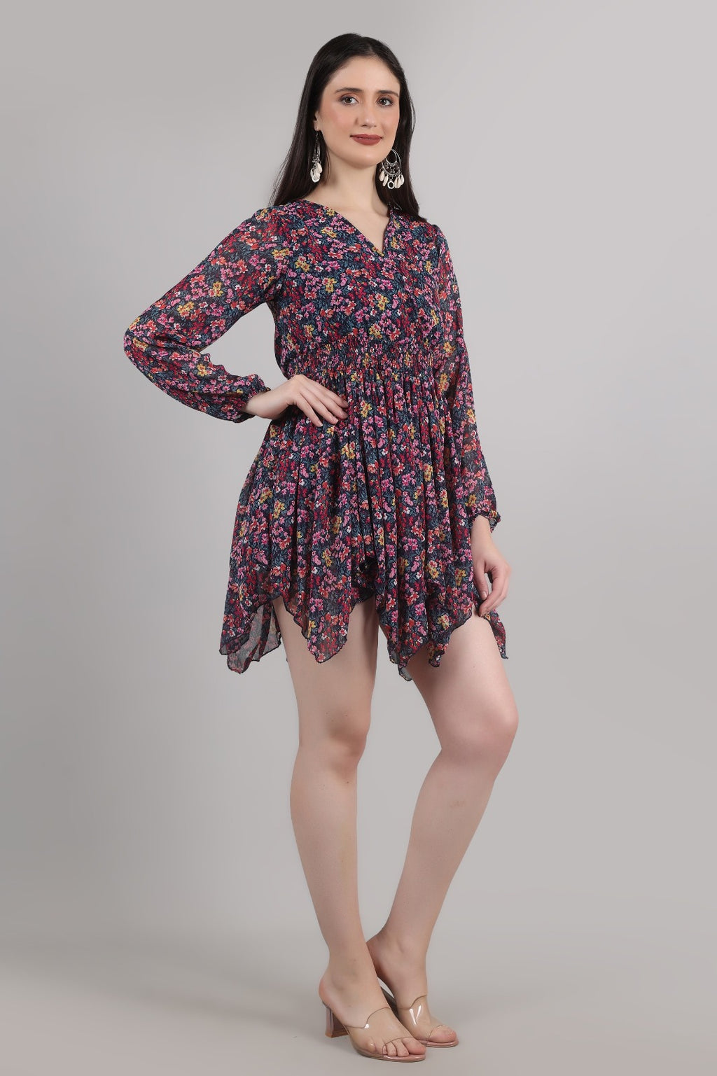 Thoughtful Women A- line mukticolor above knee / mid Thigh length dress