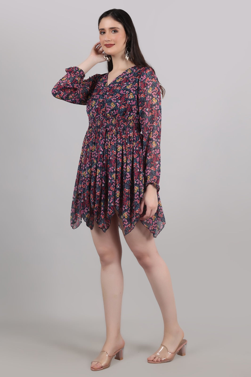 Thoughtful Women A- line mukticolor above knee / mid Thigh length dress