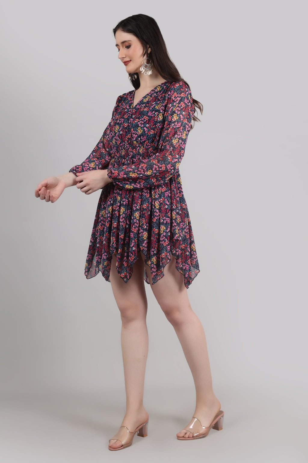 Thoughtful Women A- line mukticolor above knee / mid Thigh length dress