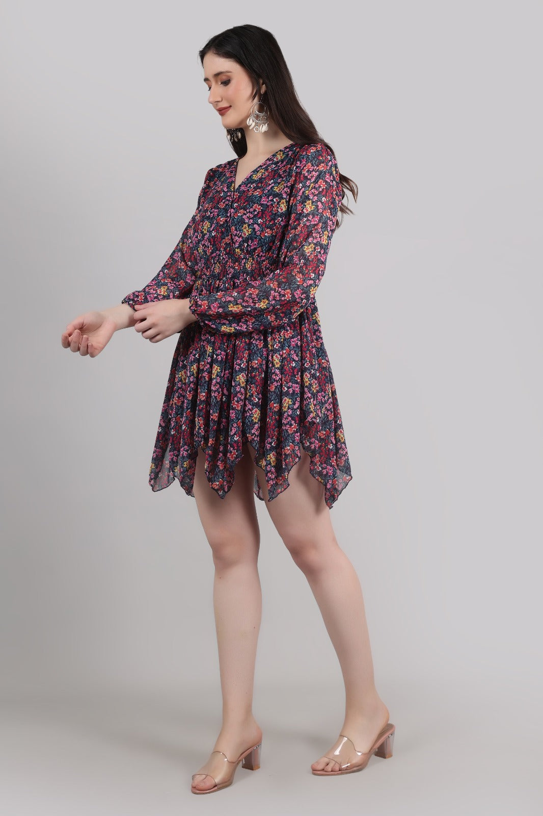 Thoughtful Women A- line mukticolor above knee / mid Thigh length dress