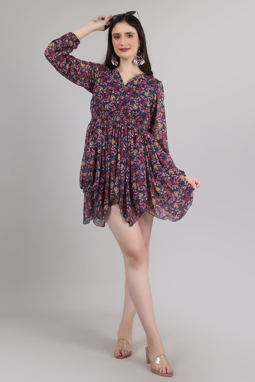 Thoughtful Women A- line mukticolor above knee / mid Thigh length dress
