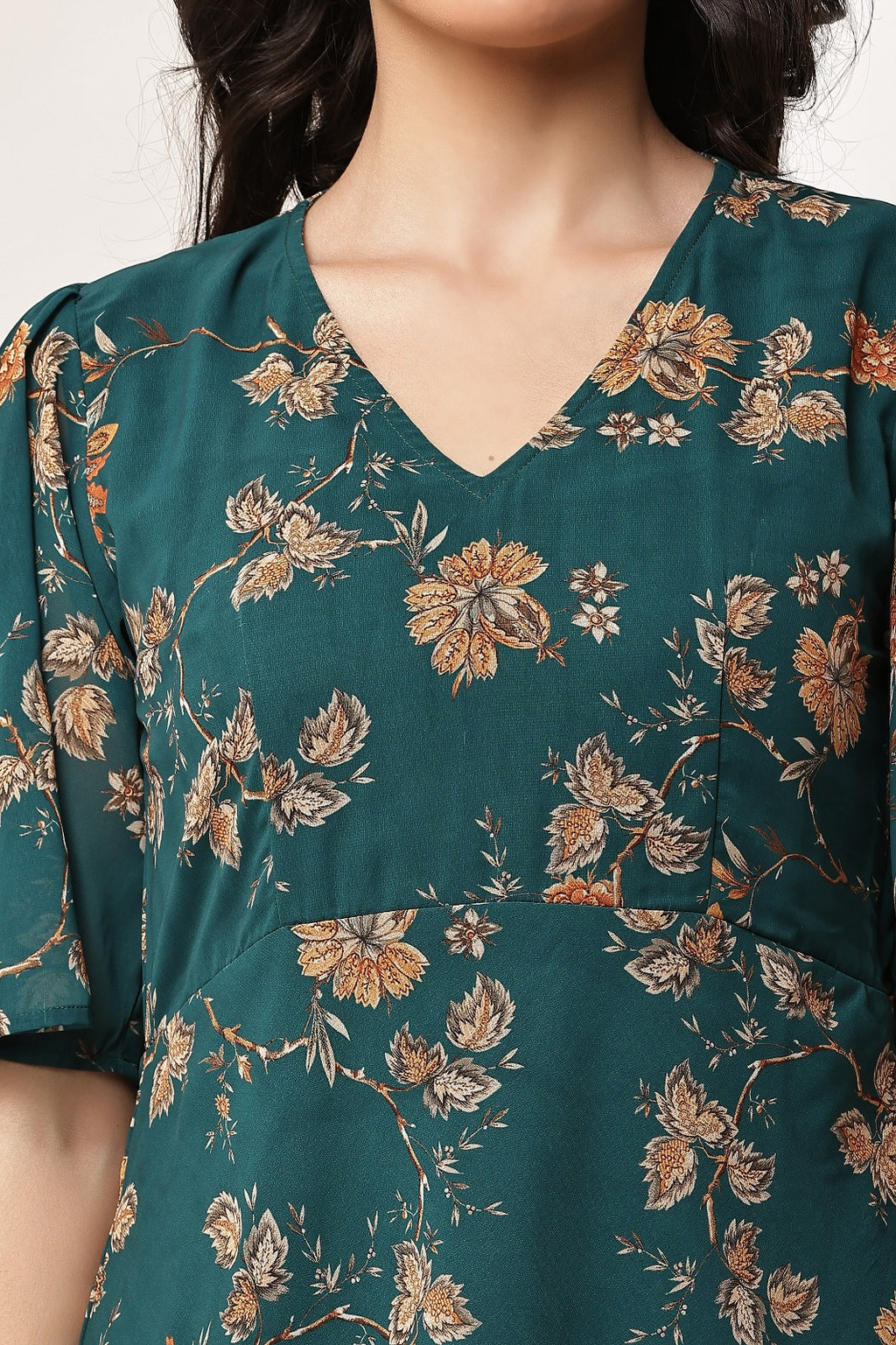 Thoughtful women a line dark green midi / calf length