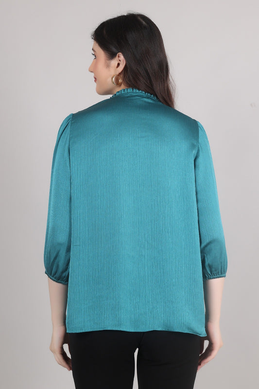 Thoughtful party solid women blue top
