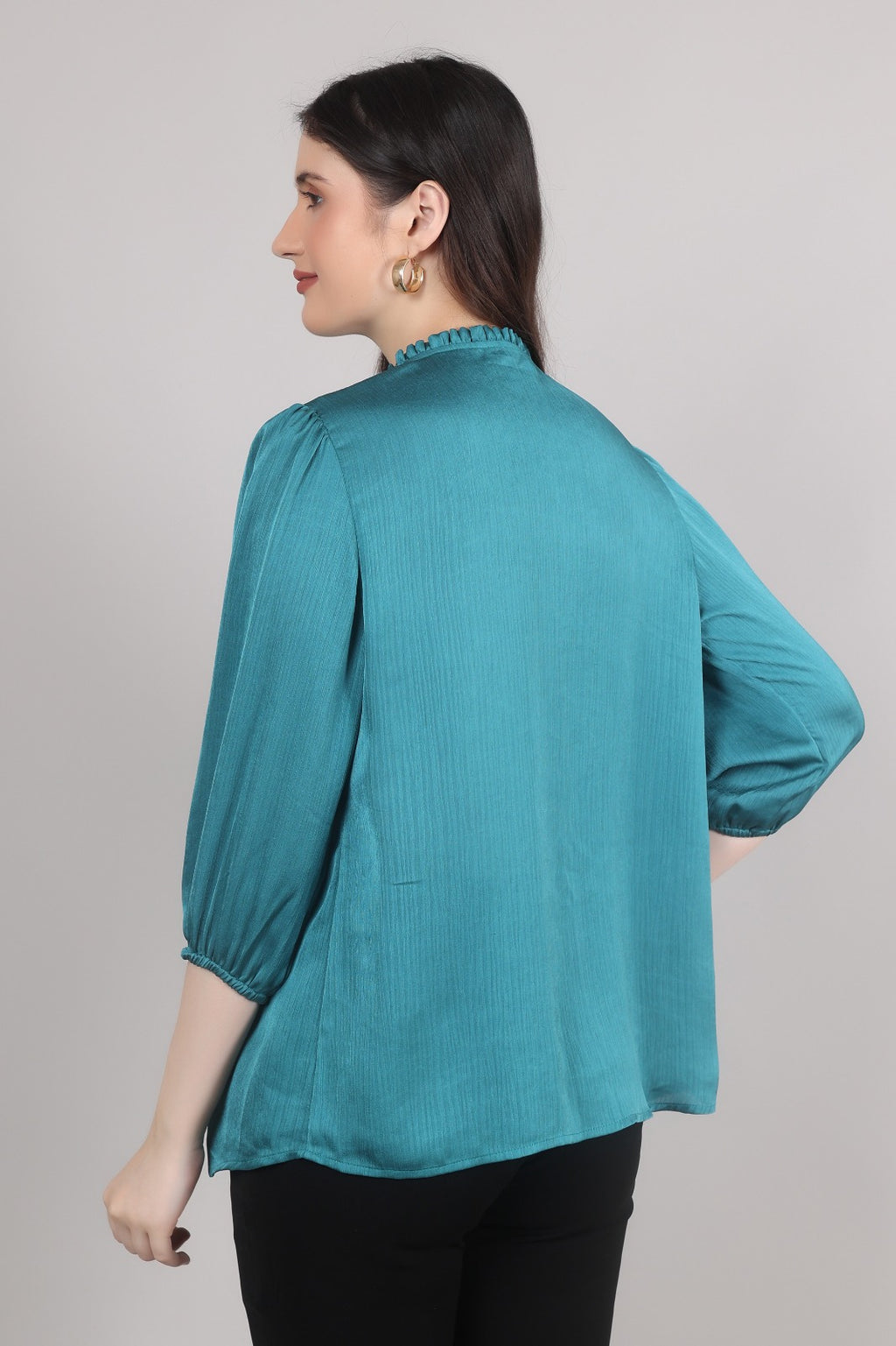 Thoughtful party solid women blue top