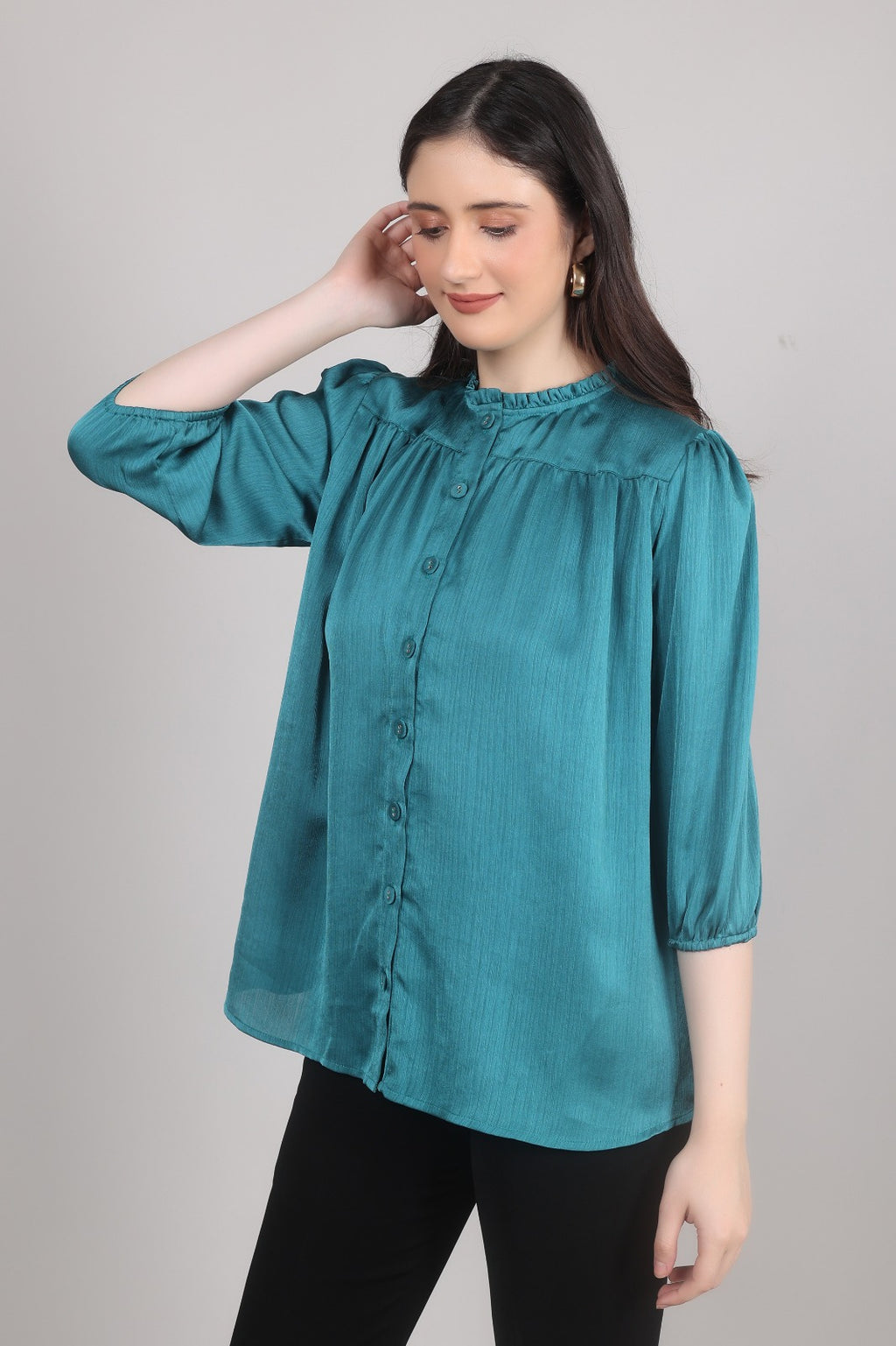 Thoughtful party solid women blue top