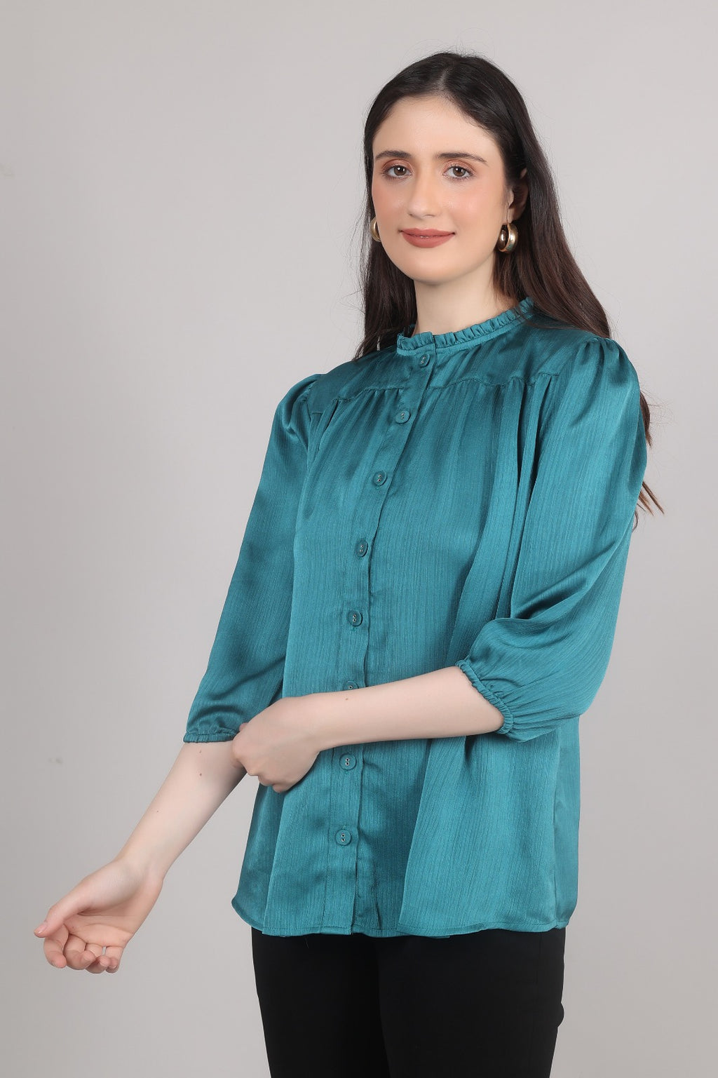 Thoughtful party solid women blue top