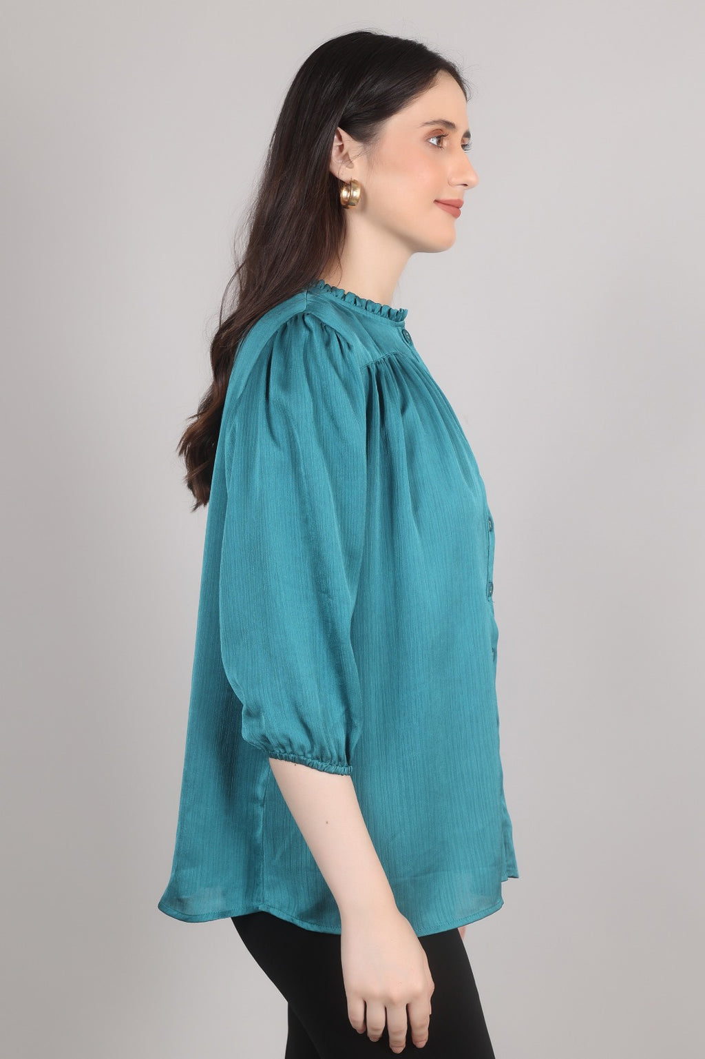 Thoughtful party solid women blue top