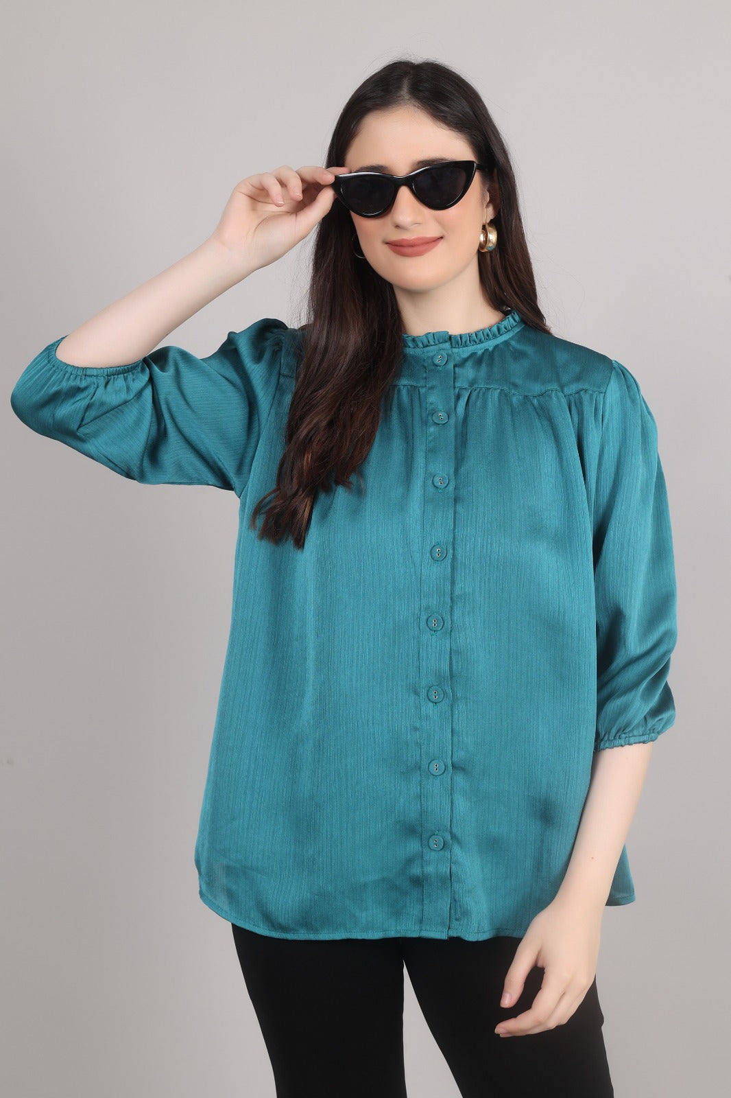 Thoughtful party solid women blue top