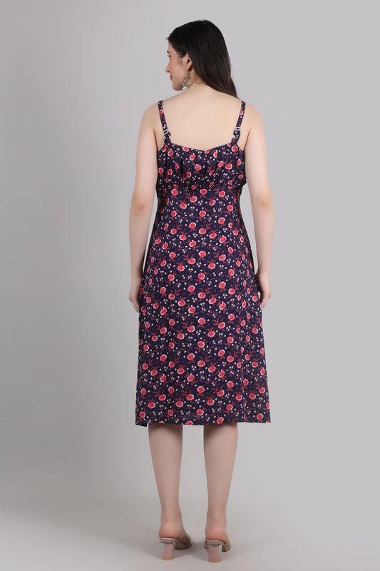 Thoughtful women fit and flare multicolor midi/ calf length dress